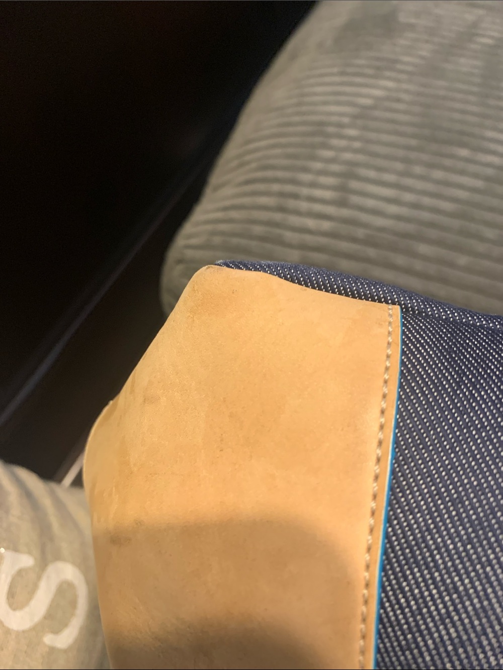Coach Navy Canvas Tote with Tan Leather Straps and Teal Trim - Picture 4 of 8